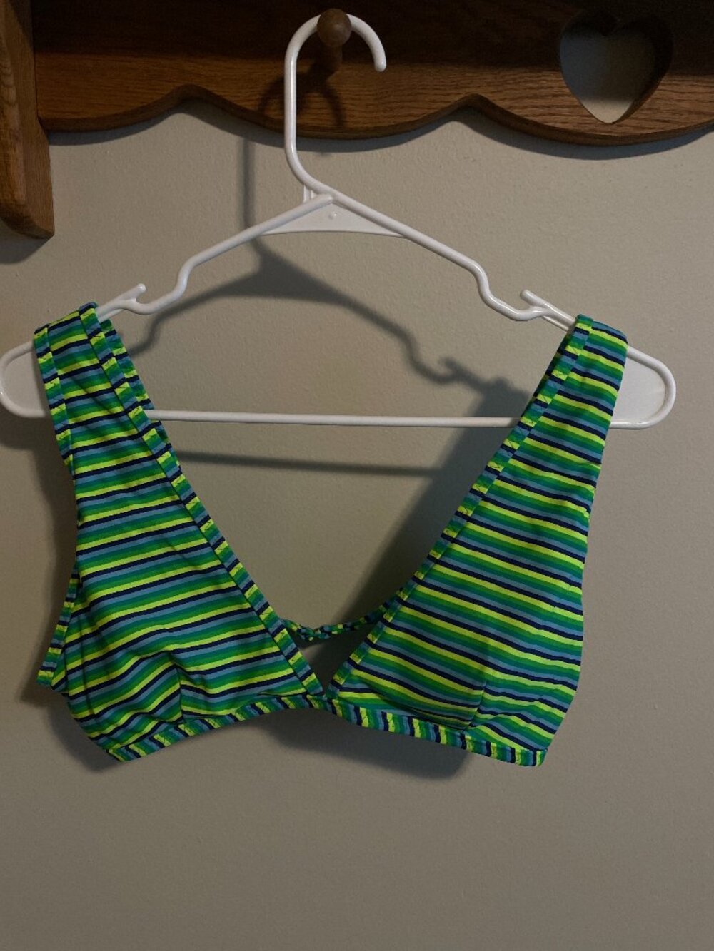 Green and Blue Striped Aerie Bikini Top